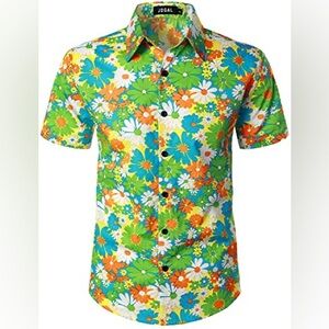 Jogal men’s daisy print button down XXL
